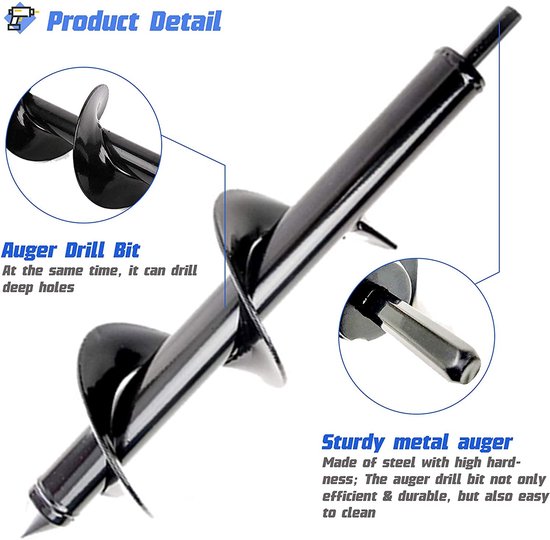 Garden Bulb Auger Drill, 2Pcs Garden Auger Drill Bit For Plants (12x3",9x1.6"), Hand Drill Digger Auger for 3/8'' Hex - ShopVlot — afbeelding 2