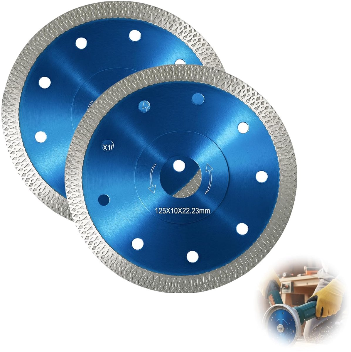 Set of 2 Diamond Discs 125 mm Extra Thin for Tiles and Stoneware Segment 10 mm Diamond Cutting Discs with Adapters for - ShopVlot