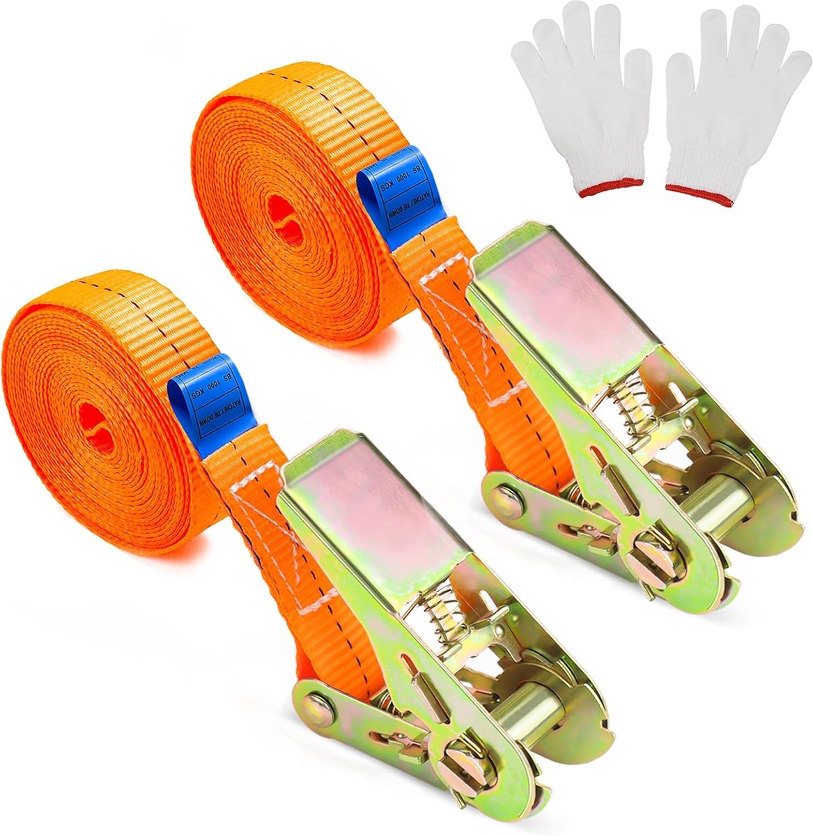 Pack of 2 lashing straps with ratchet lock, lashing straps with ratchet strap, tension strap, 4 m, fixing strap - ShopVlot