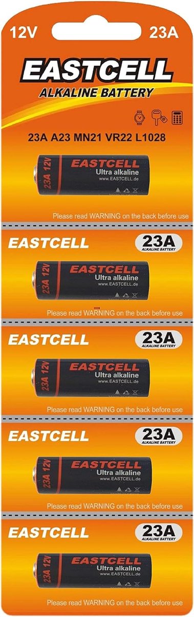 A23 23A MN21 V23GA 12V Alkaline Batteries, Pack of 5 - 5 alkalinebatterijen met 12 V; A23/23A/MN21 voor - ShopVlot