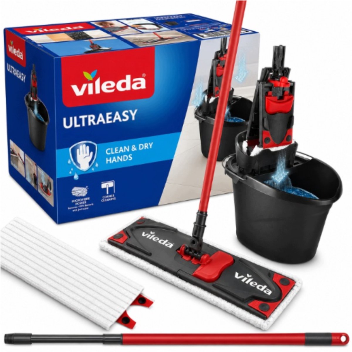 Vileda UltraEasy Microvezel Dweilset – Mop met emmer en 2-in-1 wringer