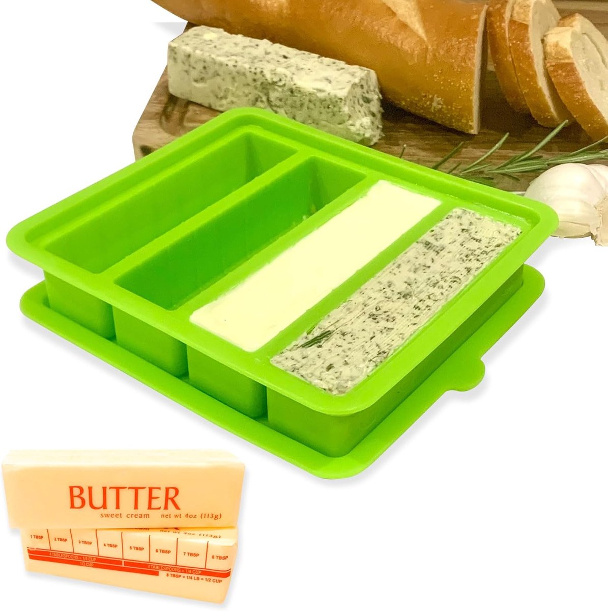 American Standard Size of Butter Sticks - 235g Silicone Butter Mold with Lid - ShopVlot