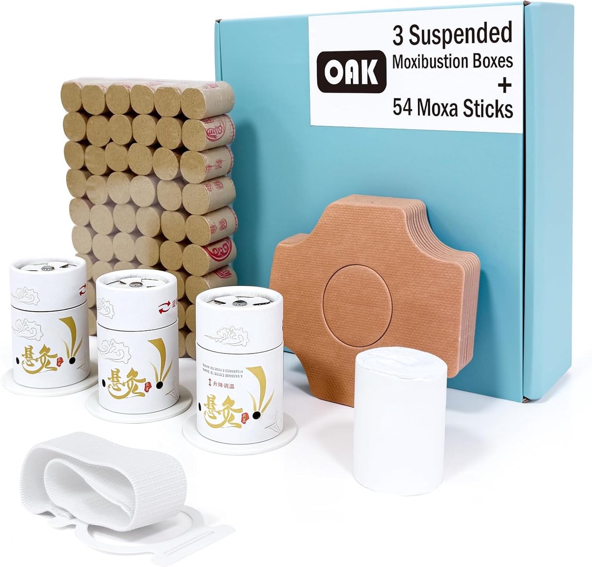 Moxa Bokset, met 54 Moxa Stick, hittebestendige binnenvoering en temperatuurregeling in vier standen, handsfree - ShopVlot