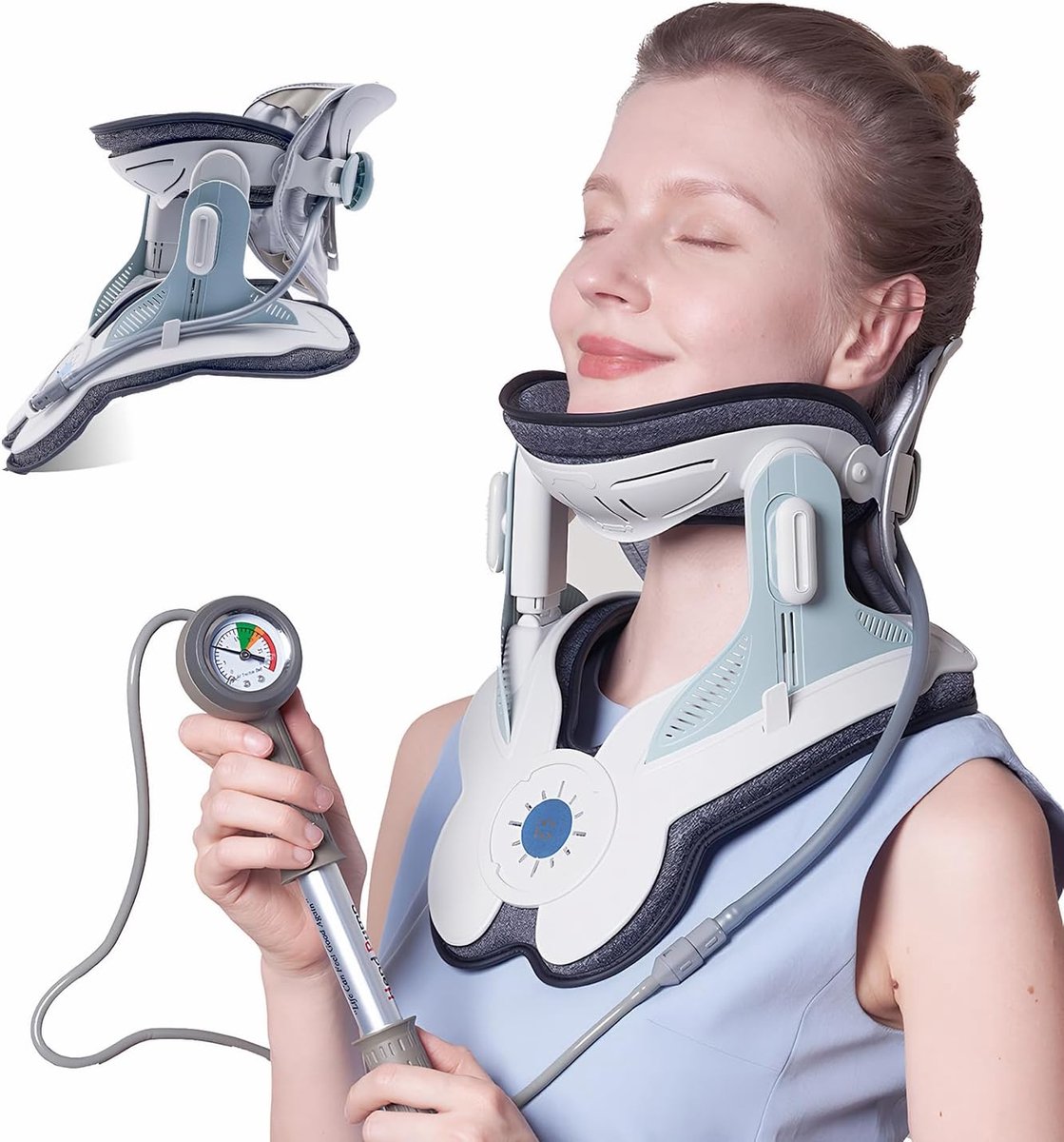 Cervical Neck Traction Device, Neck Stretching for Neck Stretching and Support, with 3 Power Traction and 8 Airbag - ShopVlot