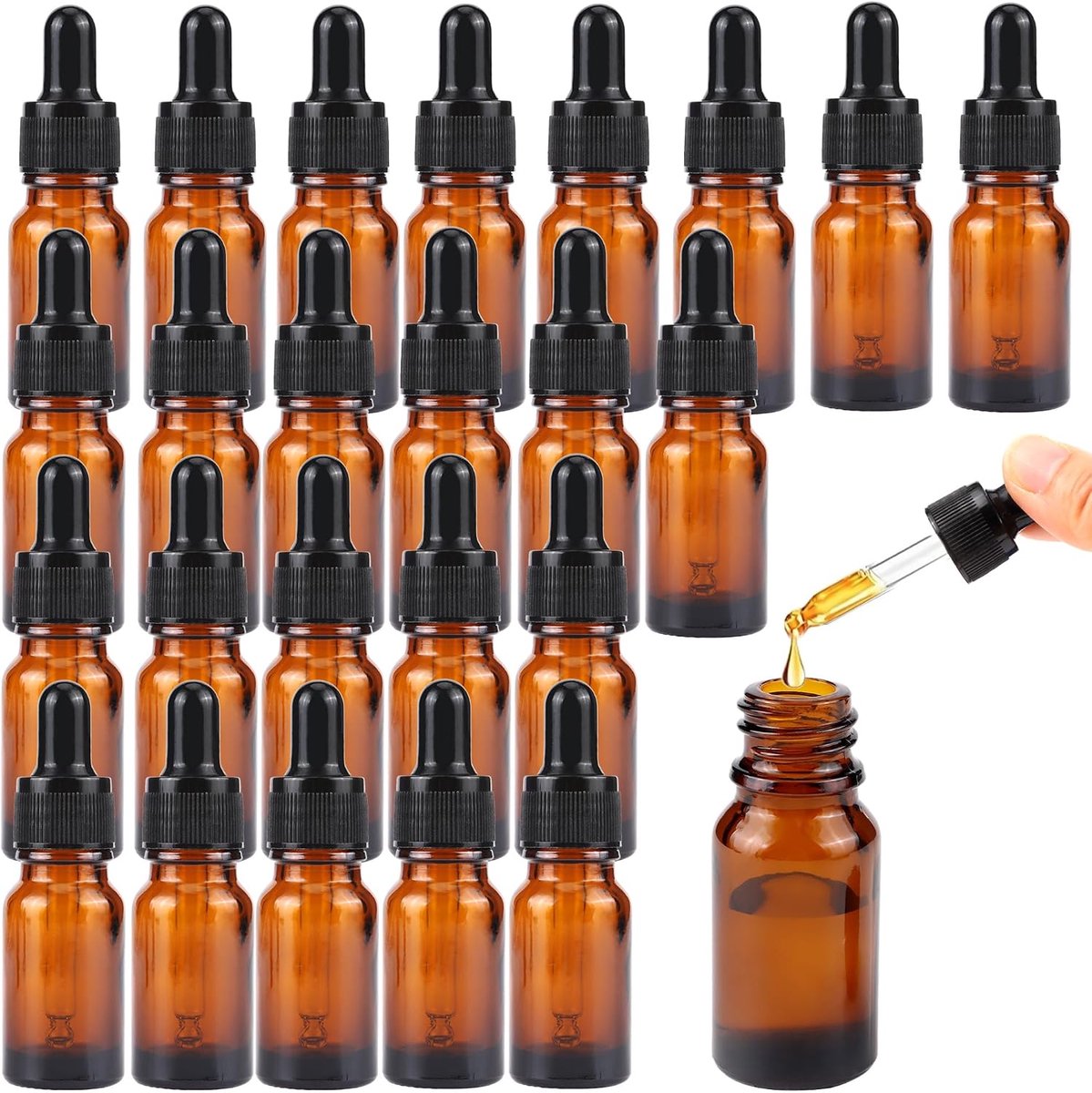 Pipette fles 10 ml - bruin glas - met zwarte pipetkap - ideaal voor etherische oliën - ShopVlot