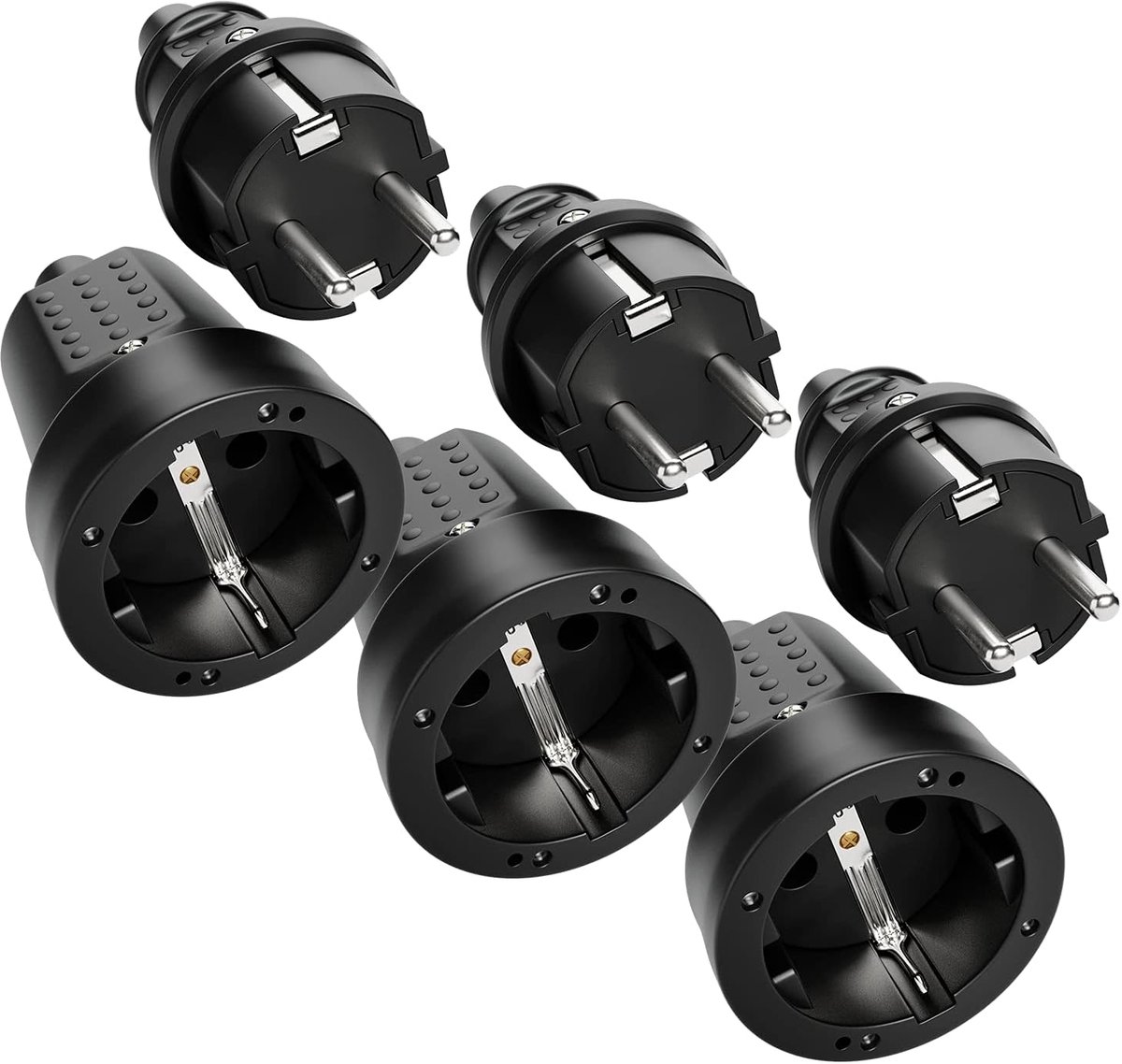 Elektrische stekker set 3 x - rubber - met buigbeveiliging - ideaal voor binnengebruik - ShopVlot