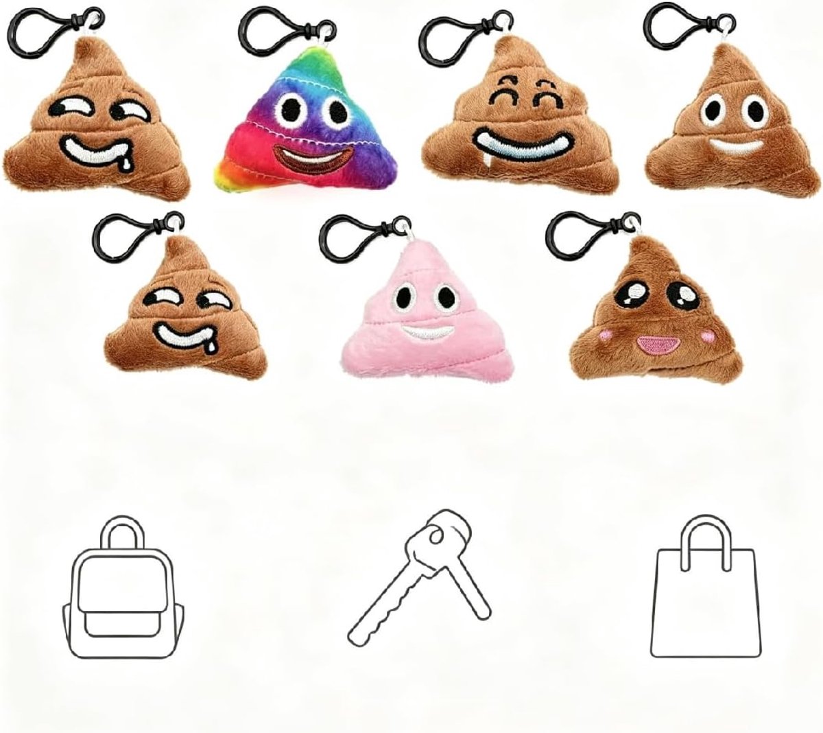 Sleutelhangers met Emoji - 24 stuks - Decoratieve accessoires - Voor sleutels en tassen - ShopVlot