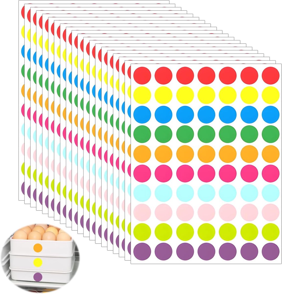 Ronde zelfklevende stickers 20mm - multikleurige etiketten - 1400 stuks - ideaal voor organisatie - ShopVlot