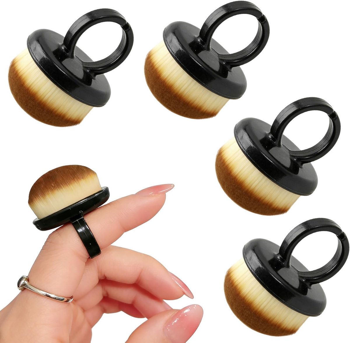 Nagelstofborstels 4 Stuks - Ringvormig - Zachte Haren - Voor Thuis en Salon - ShopVlot