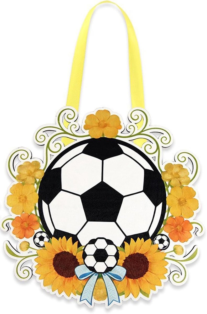 Houten Voetbaldeurbord - Geel - 48 x 28 cm - Duurzaam Hout met Sportthema - Voor Voetballiefhebbers