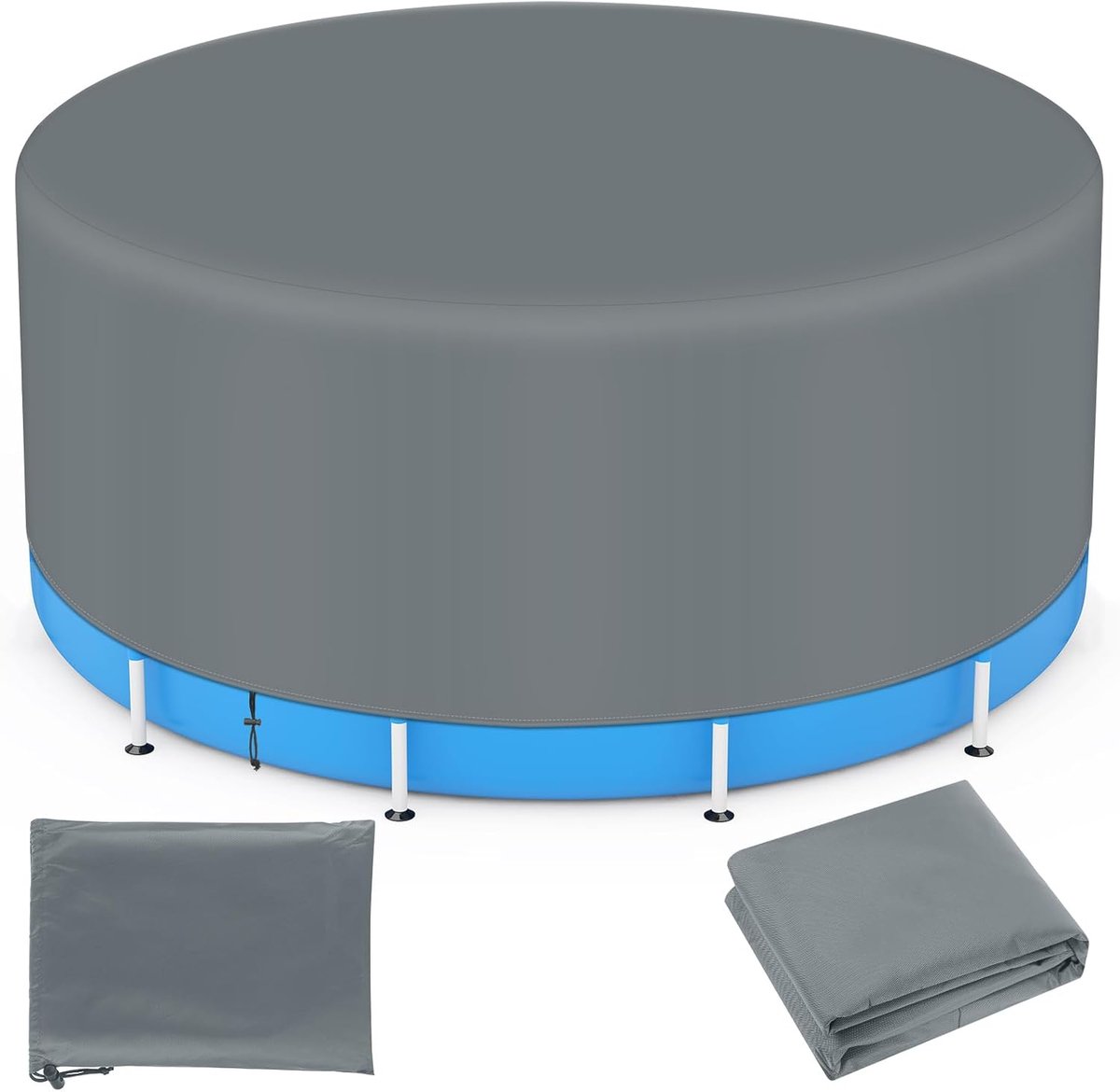 Ronde Hot Tub Cover 215×70CM - Waterdicht 420D Oxford Stof - Verstevigde Bescherming - Ideaal voor Buiten - ShopVlot