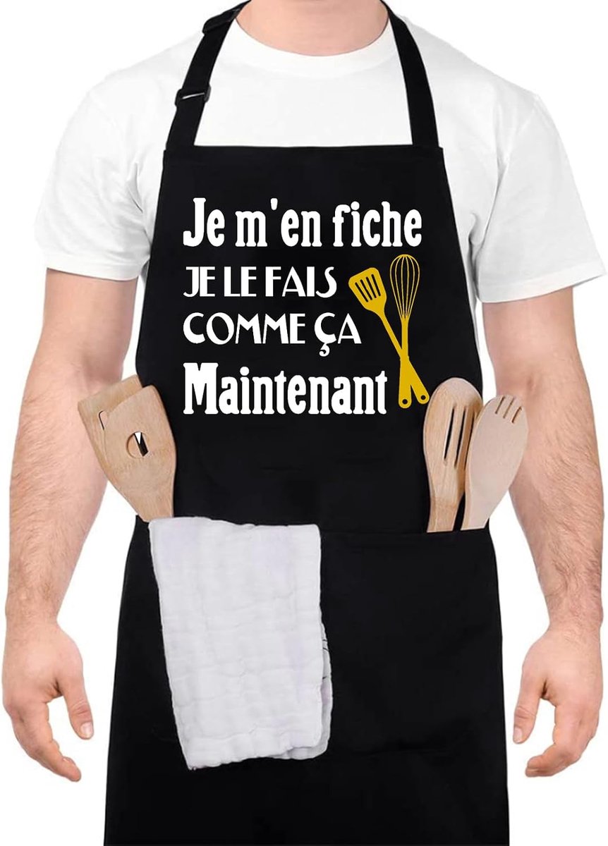 Keuken Schort Voor Mannen - Verstelbaar Waterdicht Zwart - 2 Zakjes - Perfect Voor Barbecue - ShopVlot