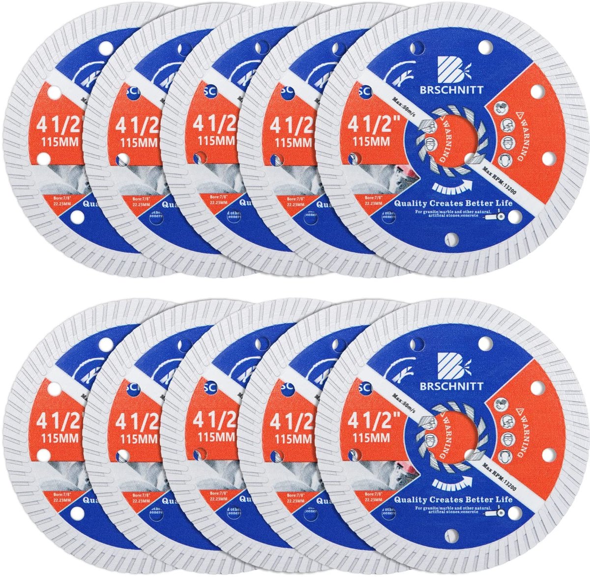 Solidchoice - Set van 10 Diamantzaagbladen voor Beton
