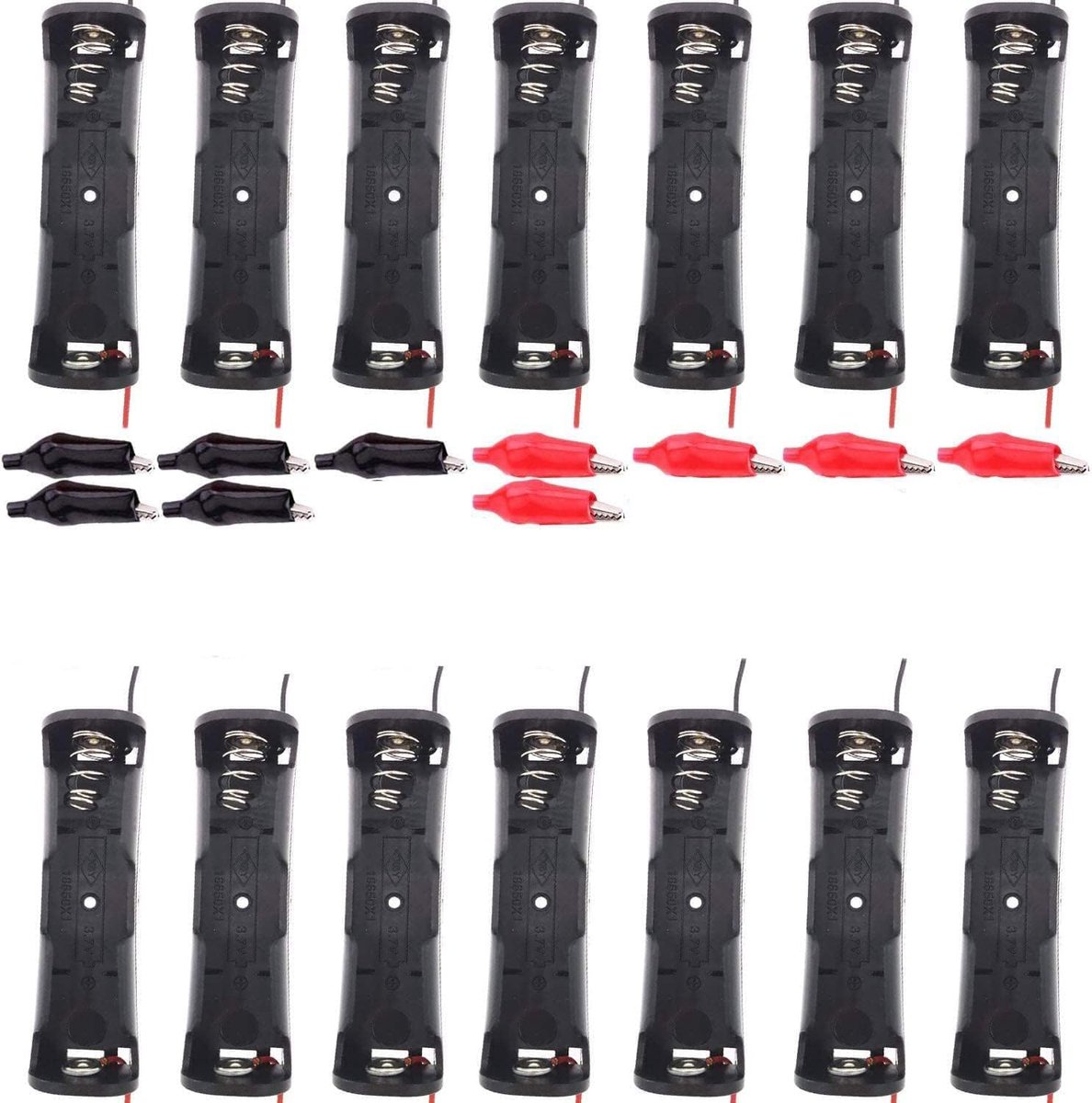 Batterijhouder 14-delig 3.7V 18650 - Kunststof opslagdoos - Inclusief klemmen - Ideaal voor DIY projecten - ShopVlot