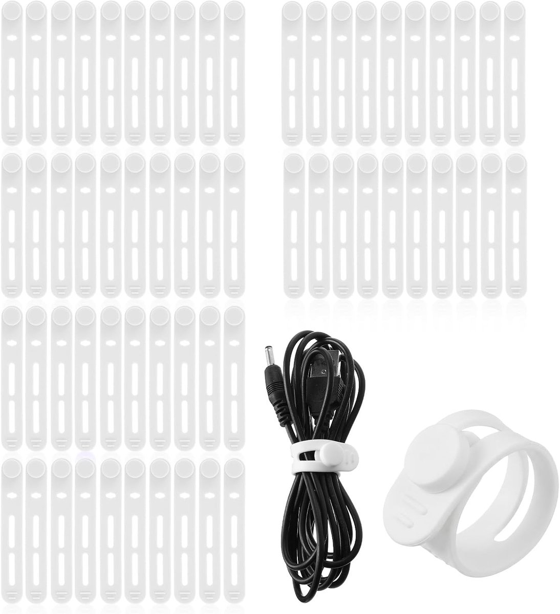 siliconen kabelbinders 60 stuks - 8 x 1 x 0,6 cm - verstelbaar en herbruikbaar - ideaal voor kabelsorteerder - ShopVlot