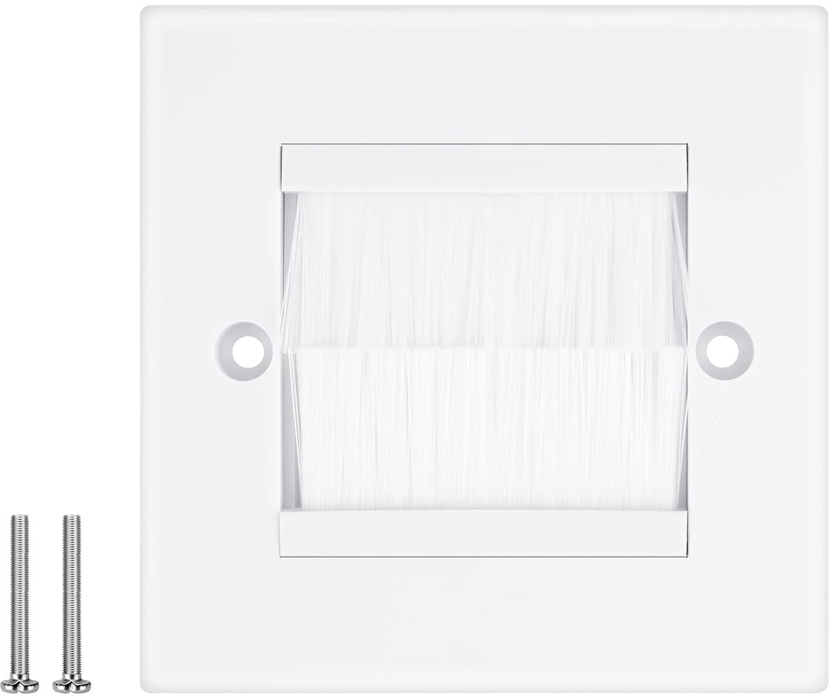 Inbouwdoos afdekking 85x85mm - Multimedia met schroeven - Wit nylon borstels - Verberg kabels voor een nette wand - ShopVlot