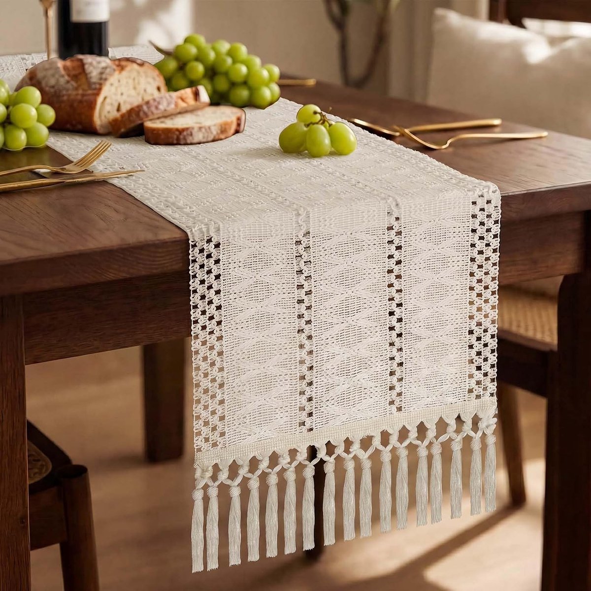Tafelrunner 30 x 140 cm - Linnen - Bohemian stijl - Perfect voor elke tafel - ShopVlot