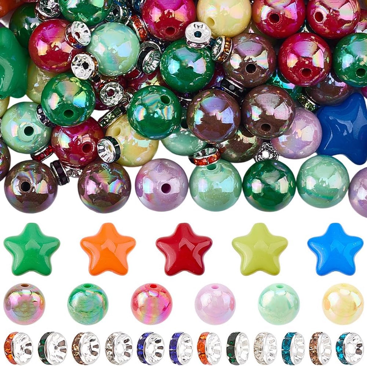 Acrylkralen voor balpennen 222 stuks - Chunky strasssteentjes - Kleurig en ondoorzichtig - Perfect voor sieraden - ShopVlot