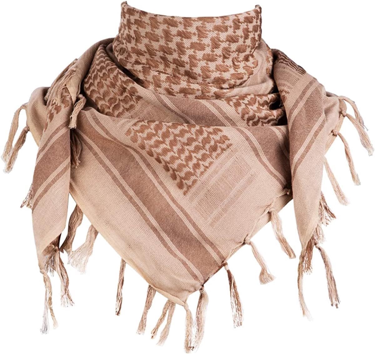 Shemagh sjaal 110 x 110 cm - 100% katoen - khaki-bruin - ideaal voor bescherming tegen zon en wind - ShopVlot