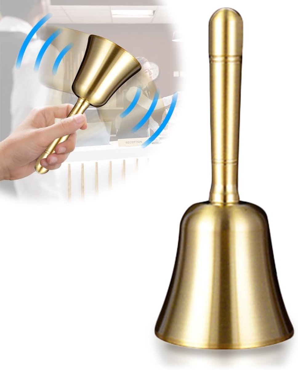 Handbel - klassieke kerstbel - massief messing - luid geluid voor kerstfeest - ShopVlot