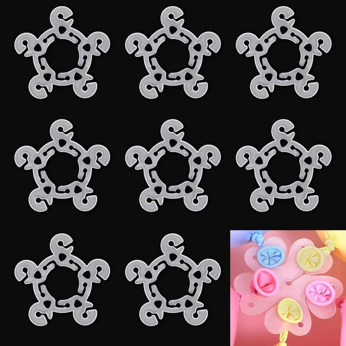 Ballonclips herbruikbaar 60 stuks - duurzaam plastic - quick-release booghouder - ideaal voor feestdecoratie - ShopVlot