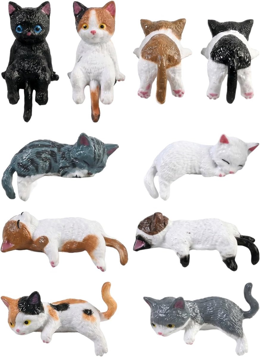 Kattenfiguren set van 10 - miniatuur dieren van hars - schattige decoratie voor auto en bureau - unieke designs - ShopVlot
