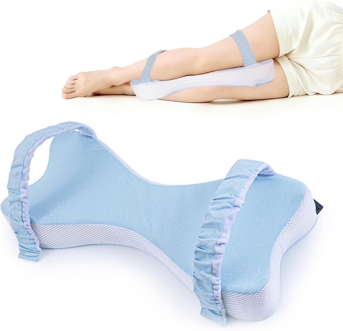 Kniekussen Extra Groot 53 cm - Ergonomisch Blauw - Ondersteunt Benen en Heupen - Ideaal voor Zijslapers - ShopVlot