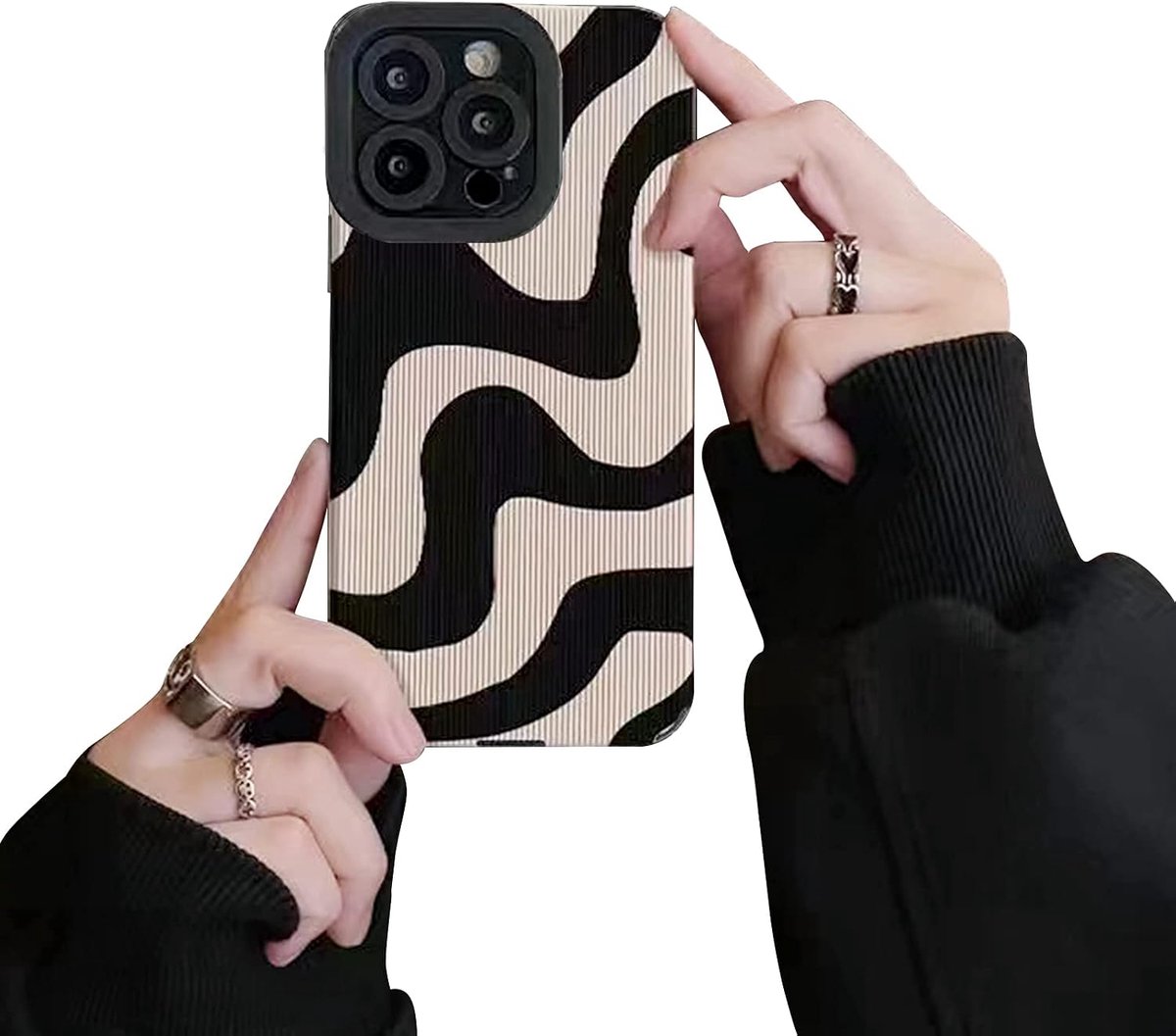 Ownest Compatible for 15 Pro Case Fashion Simple Cute Zebra Stripes Pattern Case for Women Girls Soft Silicone - ShopVlot