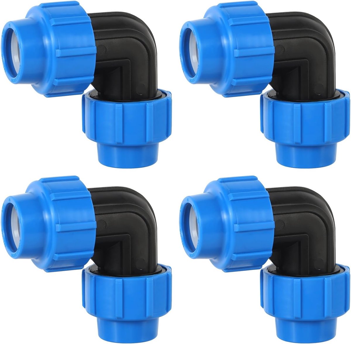 90 Degree Angle Fitting 25mm x 25mm, 4pcs Curved Plumbing Connections for Compression Water Hose, Plastic Connector PP - ShopVlot