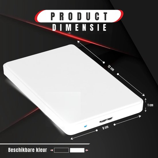 Ploutos® Harde Schijf - Ultradunne Draagbare Harde Schijf - Draagbare Harde Schijf voor PC, Laptop & Console - Wit - 12cm x 8cm x 1cm van ploutos — afbeelding 2