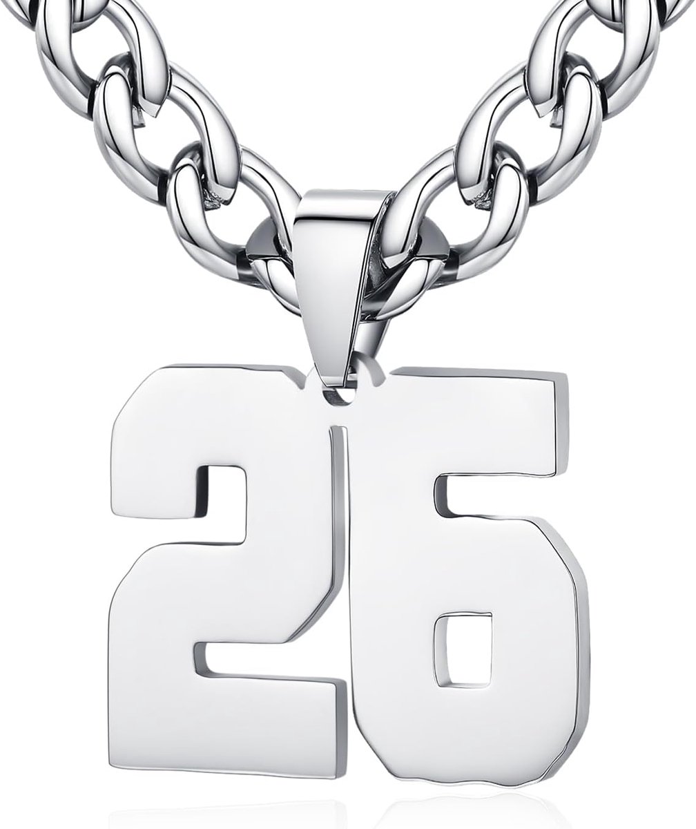 Necklace Men Women Stainless Steel 0-99 Number Pendant Lucky Number Jersey Number Sportsman Necklace Personalized with - ShopVlot