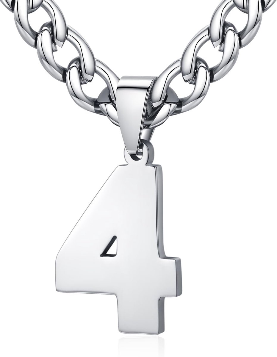 Mens Ladies Stainless Steel 0-99 Number Pendant Lucky Number Jersey Number Athlete Necklace Personalized with 6mm Wide - ShopVlot