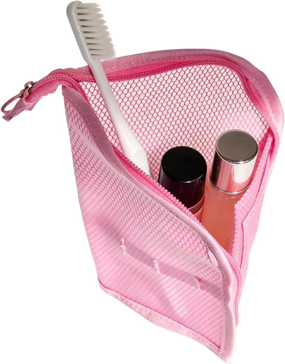 Tandenborstelzakje - Reistoilettas Tandenborstelhouder - Hygiënisch Opbergen - Verticale Opslag - 23 x 13 x 1.5 cm - Roze