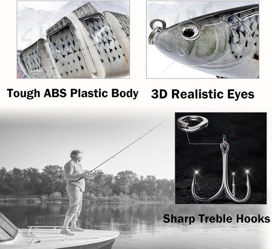 4-delige Kunstaas Set - Levensechte Swimbaits voor Vissen in Zoutwater en Zoetwater — afbeelding 4