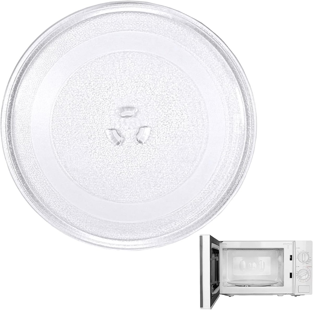 Round Glass Turntable for Microwave, Universal, 25.5 cm, 3 Mounts, 255 mm, Microwave Plate, Glass Turntable, Microwave - ShopVlot