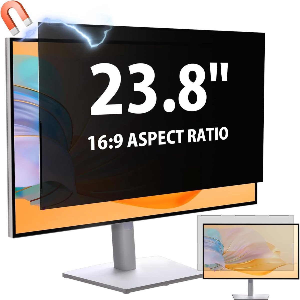 Magnetisch privacyfilter 23,8 inch 16:9 monitor, anti-spionage, privacyscherm, herbruikbaar en afneembaar, voor 23,8 - ShopVlot