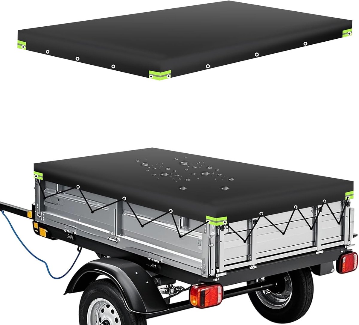 209 x 115 x 10 cm Trailer Tarpaulin, Flat Tarpaulin for Trailers with Sailing Rope, Trailer Tarpaulin 420D Material - ShopVlot