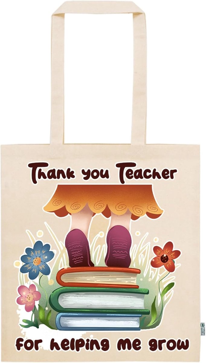 Shopper Thank You Teacher, 100% Recycled Cotton, DTF Four Colour Print, 140 g - ShopVlot
