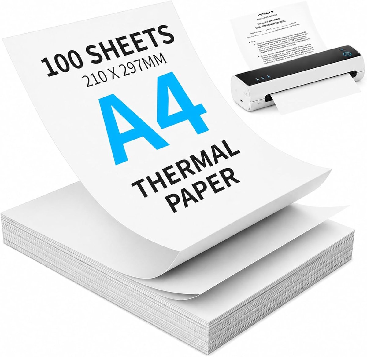 100 Sheets of Folded Thermal Paper, A4, 210 x 297 mm, A4 Printer Paper, 65 g/m², Thermal Printing Paper, Compatible - ShopVlot