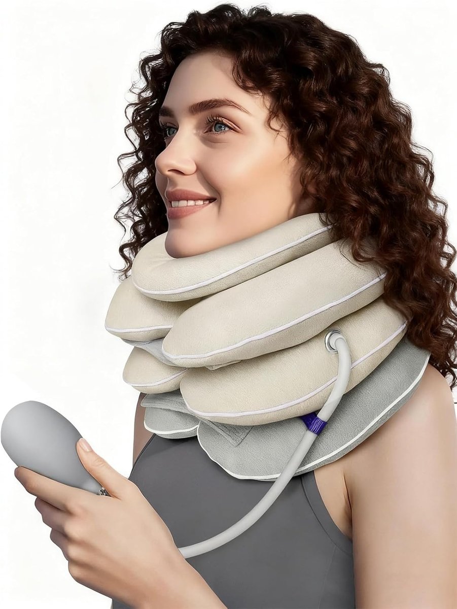 Inflatable Cervical Collar Adjustable with Chin Rest System, Decompressive Cervical Traction Device Relieving Neck - ShopVlot