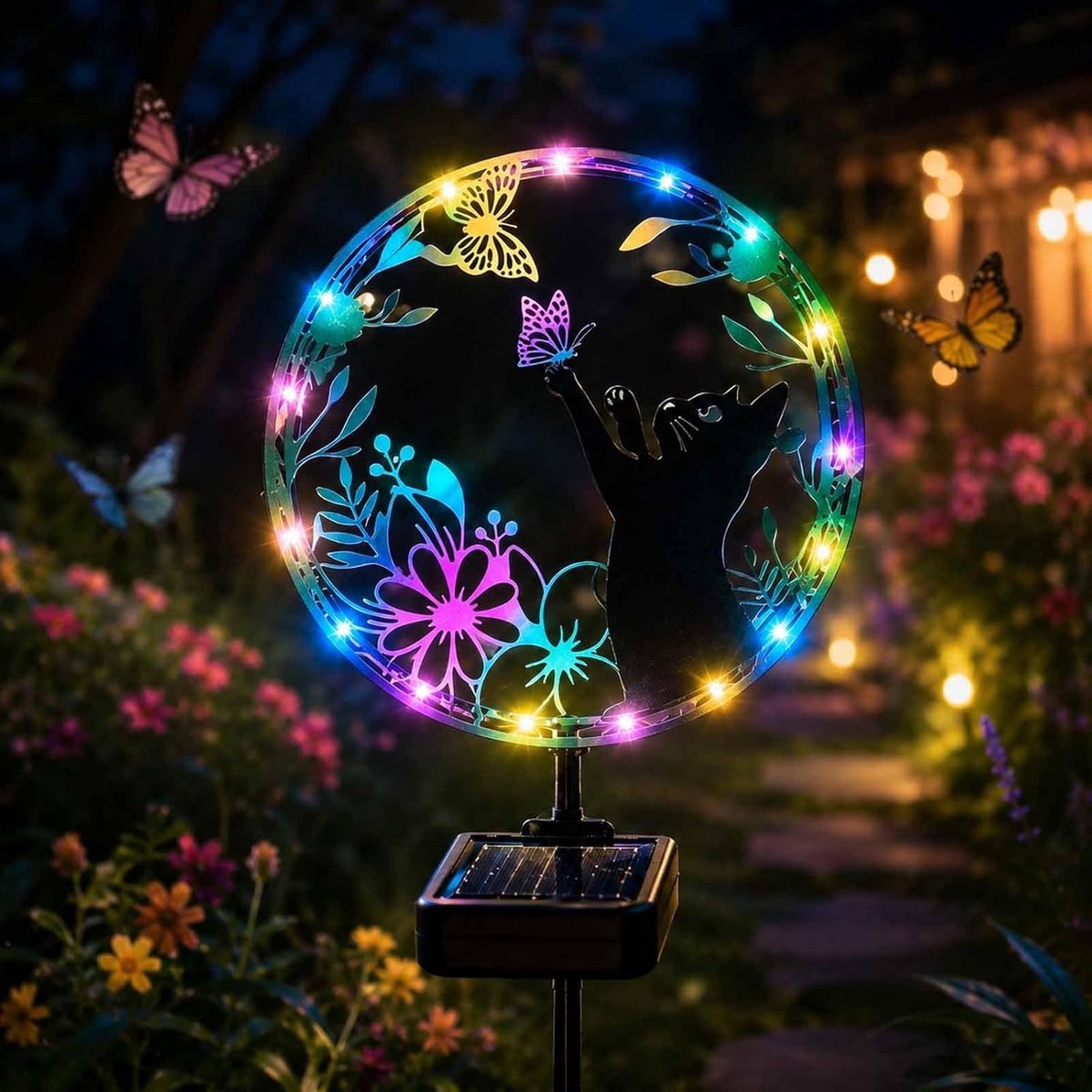 Tuindecoratie, kat, waterdichte padlamp, tuindecoratie voor terras, gazon - ShopVlot