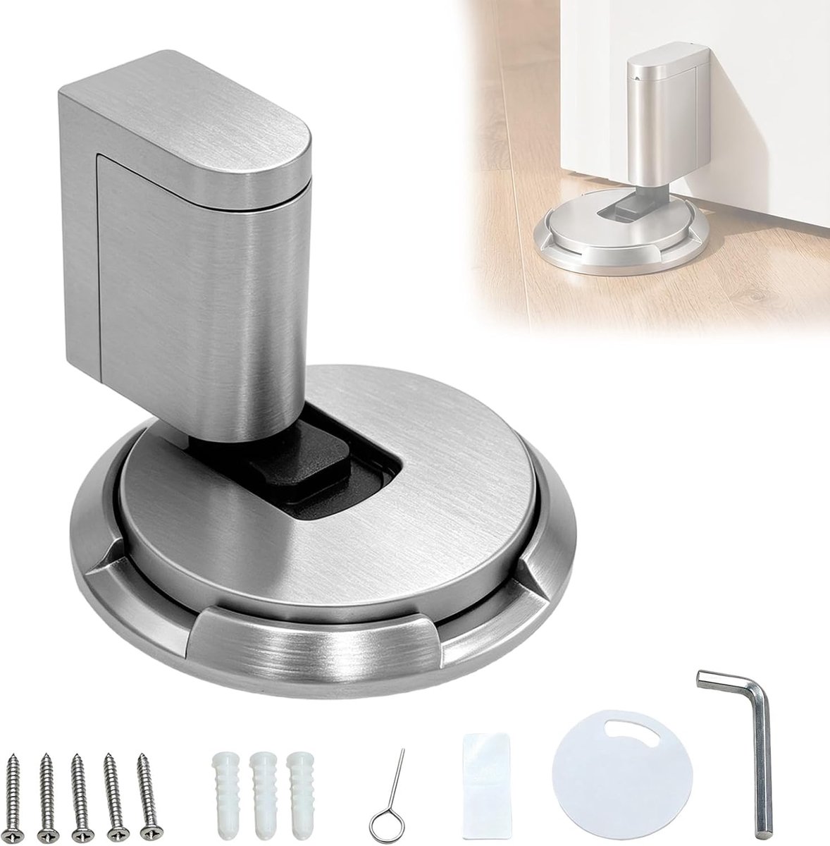 Deurstopper vloer, zelfklevend, magnetische deurstopper zonder boren, zware deurstopper met magneet, voor deur en - ShopVlot