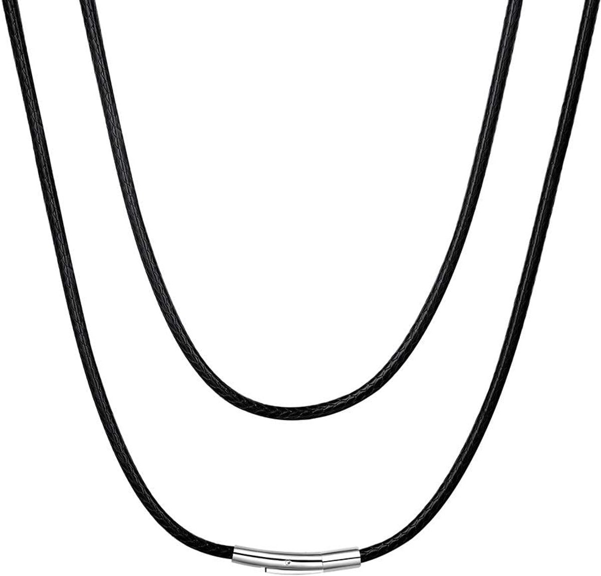 ChainsHouse Leather Chain Fashion Waterproof Stainless Steel Faux Leather Men's Necklace Black Brown Pink Red White - ShopVlot