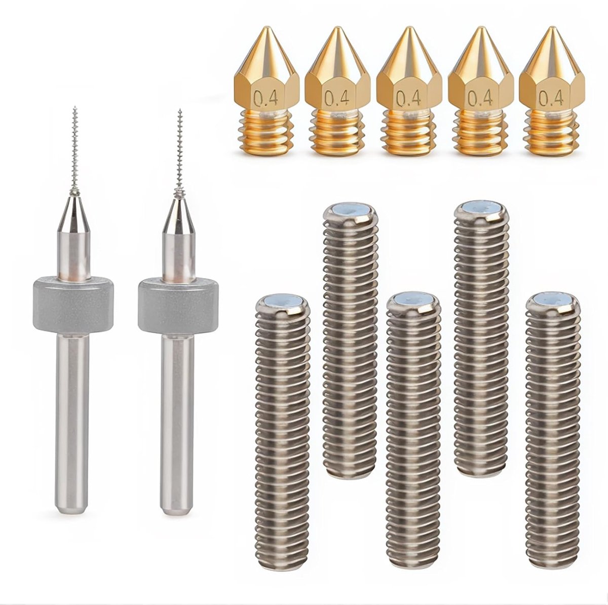 3D Printer Mouthpiece, CESFONJER 12 Pieces Brass Mouthpieces Kit Including 1.75mm Teflon Throat Tube, 0.4mm Extruder - ShopVlot