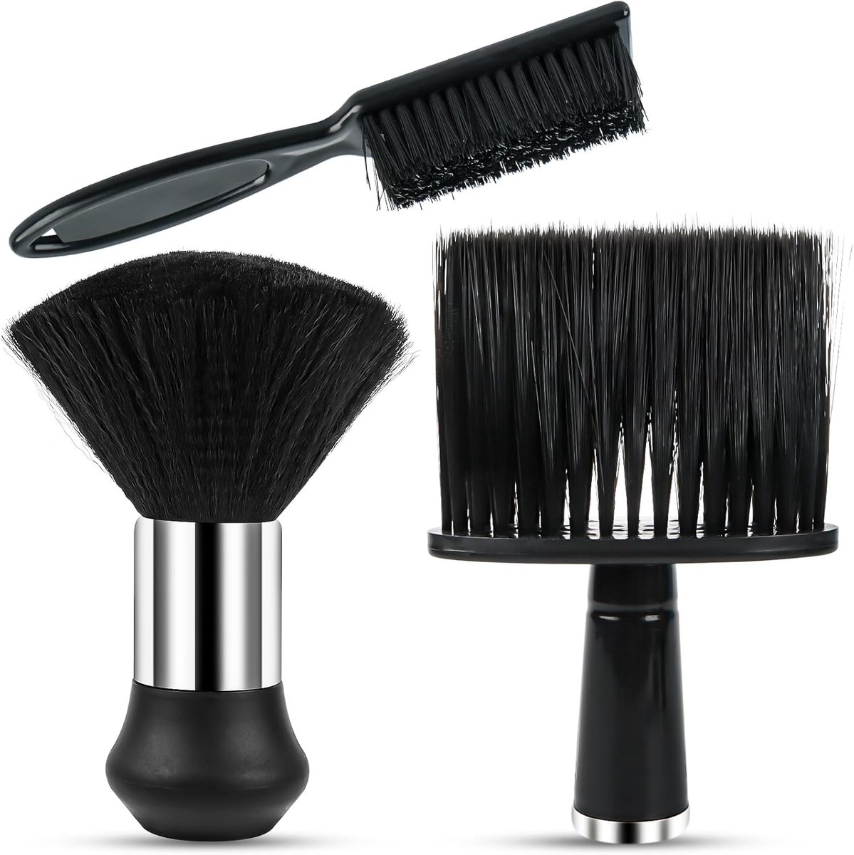 3 Pcs Hairdressing Brushes for Salon, Professional Neck Brush with Black Handle for Hairdressers - Dust Brush - ShopVlot