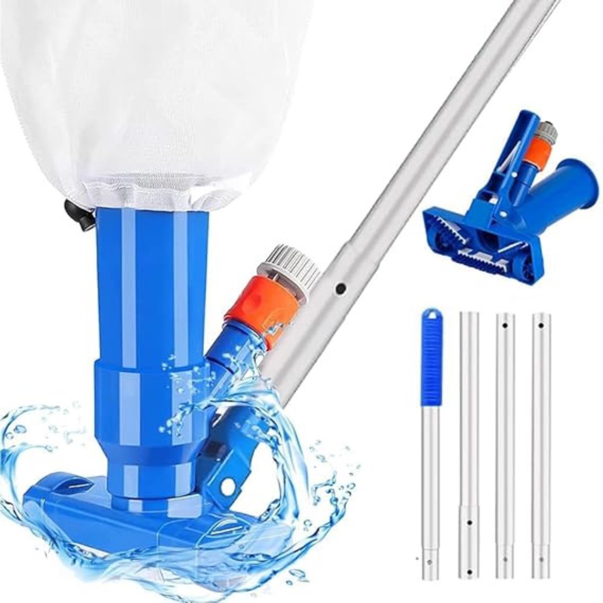 QUOVO® Zwembadstofzuiger Elektrisch - Zwembadstofzuiger – Bodemzuiger Zwembad - Stofzuiger Voor Zwembad En Spa – Vloerzuiger – Blauw - 25cm x 10cm x 150cm
