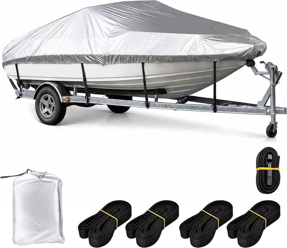 Boat Tarpaulin Waterproof 600D Oxford Fabric Boat Cover with Elastic Band Boat Cover Universal Grey - ShopVlot