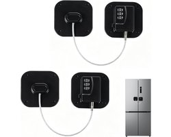 Pack of 2 Refrigerator Lock with Code, Black, No Drilling, Self-Adhesive, Child Safety, Easy Installation - ShopVlot