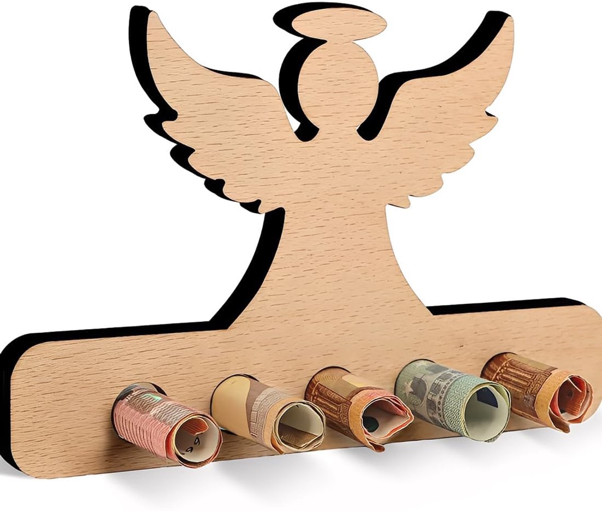 Houten beschermengel, voor jongens en meisjes, houten beschermengel, geldcadeau, houten figuren voor doop, communie - ShopVlot