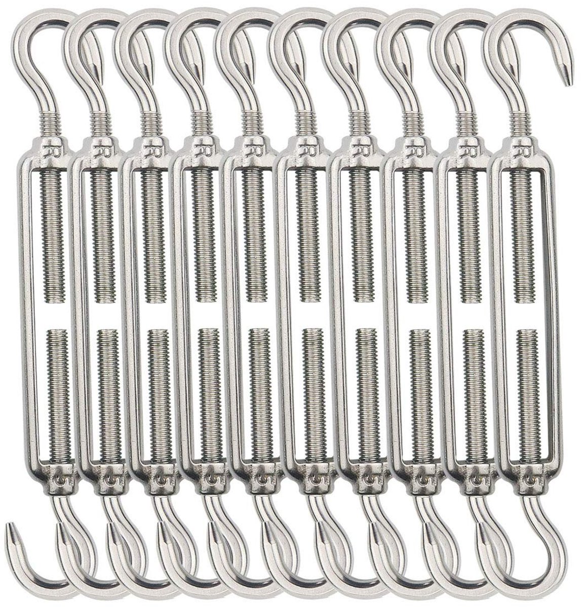 M5 Stalen Touwspanner Set van 10 Stuks, Kabelspanner voor Tuin en Klimhulp, Duurzame Bevestigingshaken en Klemmen